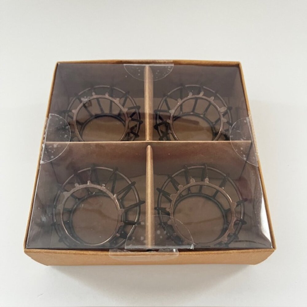 Kirklands Bronze Metal Cage Napkin Rings - Set of 4 - Picture 6 of 6